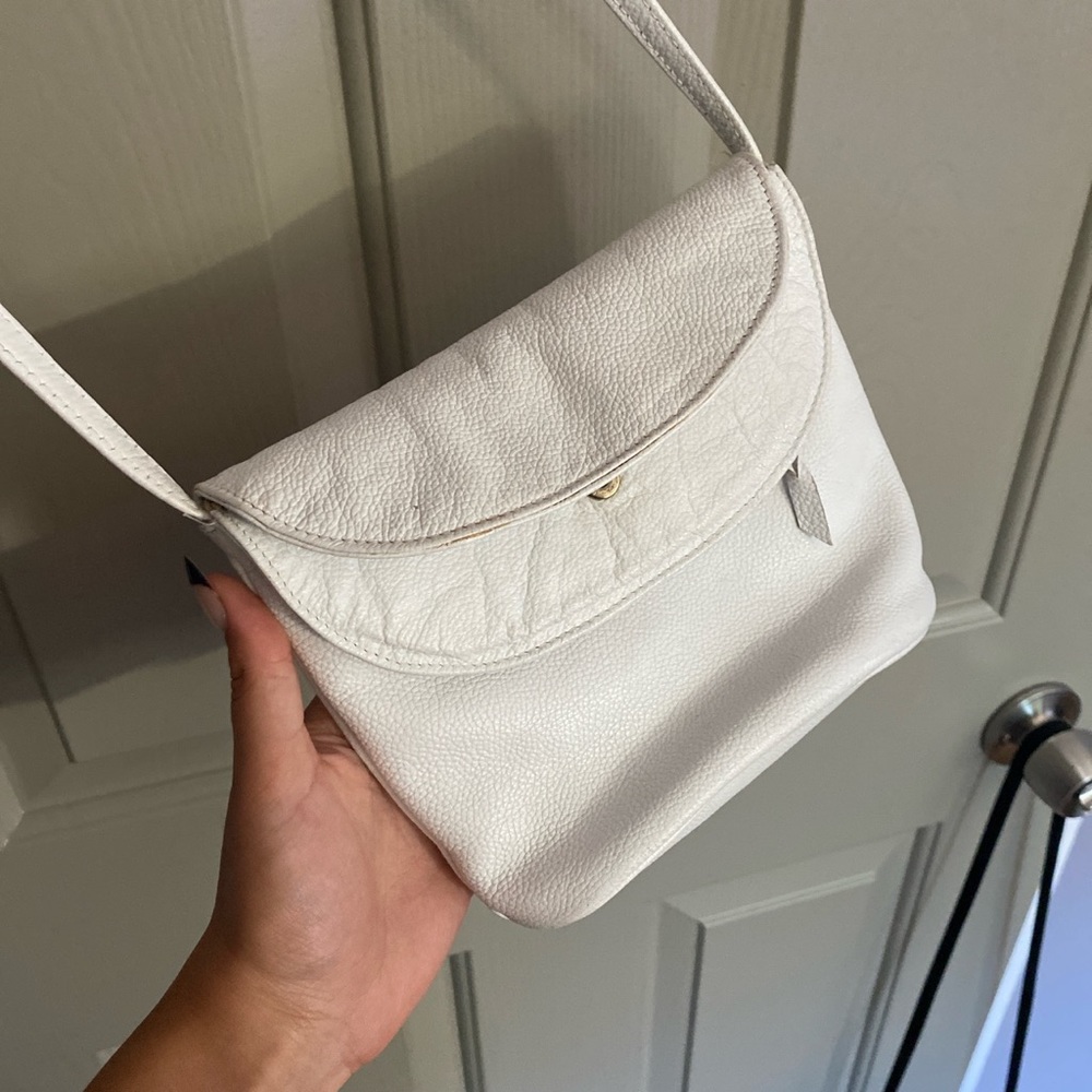 white faux leather mini shoulder bag